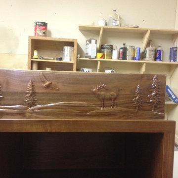 Black Walnut 3D carved Gun Cabinet Drawer Front