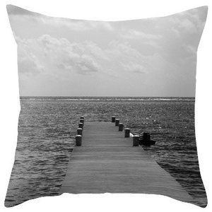 Designart CU8400-18-18 Wooden Pier Under Red Sky Throw Pillow 18 x 18