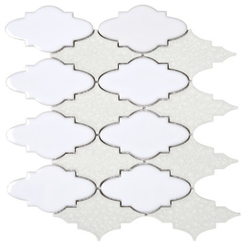 12.25"x13.75" Candace Mosaic Tile Sheet, White