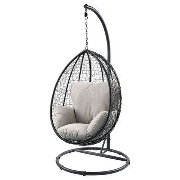 Afuera Living Patio Swing Chair in Beige and Black
