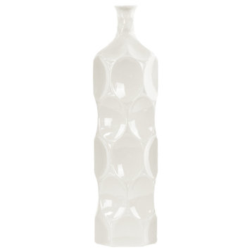 Ceramic Round Bottle Vase, White, Medium