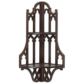 Design Toscano Canterbury Cathedral Gothic Wooden Corner Shelf