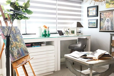 Inspiration for a small transitional freestanding desk home studio remodel in Other