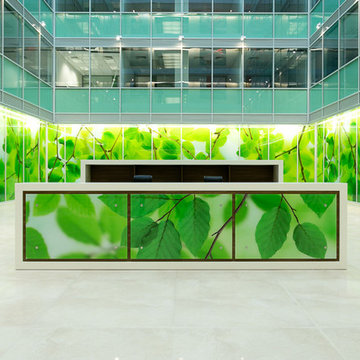 Floreasca Business Park Bucharest- office reception made from painted MDF and pr