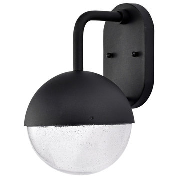 Nuvo Lighting Atmosphere LED Medium Wall Lantern, Black/Clear Seeded, 62-1616