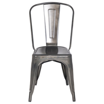 Highland Commercial Grade Metal Dining Chair, Matt Gunmetal (Set of 4)