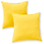 Greendale Home Fashions - Outdoor 17 in. Square Accent Pillow, Set of 2, Sunbeam Yellow - Add a stylish and contemporary accent to your outdoor furniture with this set of two Greendale Home Fashions 17 inch square outdoor accent pillows. Each pillow is overstuffed with 100% soft polyester fill, made from 100% recycled, post-consumer plastic bottles, for added comfort, strength and durability. It's exterior shell is made from a 100% polyester UV-resistant outdoor fabric. Pillow are water, stain, and mildew resistant. Featuring a sewn closure and knife edge design. A variety of colors and prints are available to enhance your outdoor decor.