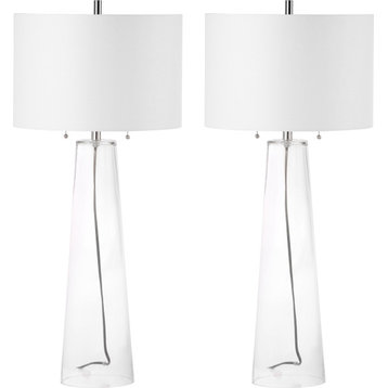 Myrtle Table Lamp (Set of 2) - Clear Body, Off-White Shade