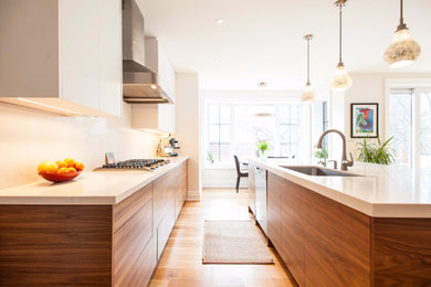 Example of a minimalist kitchen design in Toronto