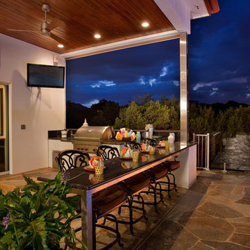 Infinity Edge Pool With Fire Feature