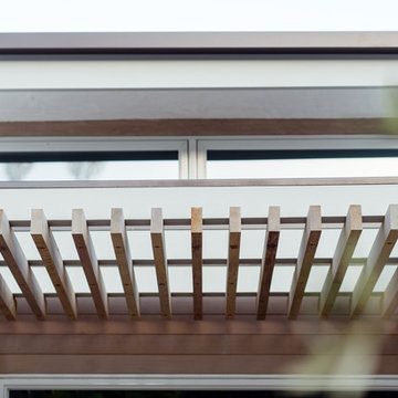 suspended cedar trellis