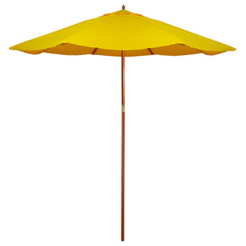 9ft Outdoor Patio Market Umbrella with Wooden Pole, Yellow