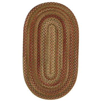 Manchester Braided Oval Rug, Sage Red Hues, 2'x3'