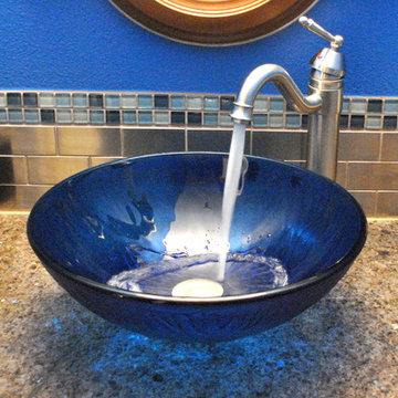 BM-359BN Vessel Faucet with TIS-228B Glass Vessel