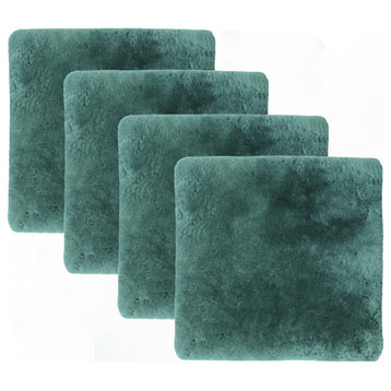Set of Four 17" X 17" Emerald Linen Solid Color Dining Chair Pad