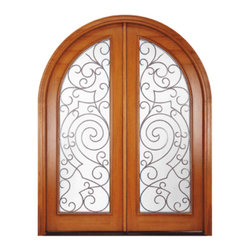Mahogany Arched Impact Doors - Front Doors