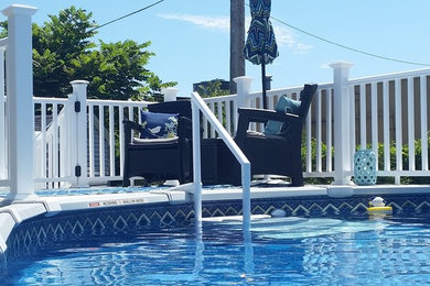 Example of a classic backyard deck design in New York