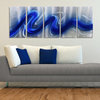 "Electric Blue" Jewel-Tone Blue and Silver Hand-Painted Abstract Metal Wall Art
