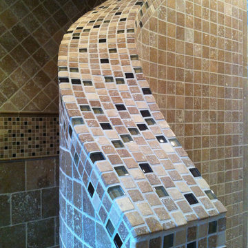 Curved Travertine Shower