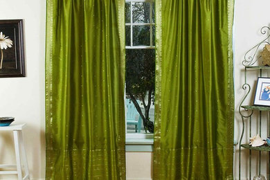 Rod Pocket Sari Curtains, Sari Panels, Sari Drapes