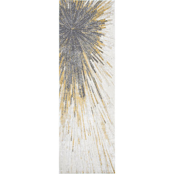 nuLOOM Jendayi Contemporary Area Rug, Gold 2' 8"x8' Runner