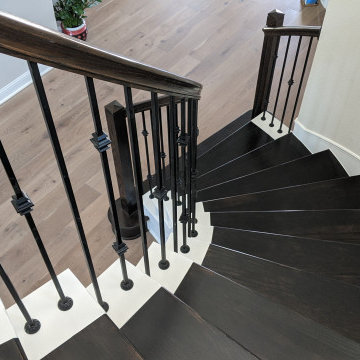 Curved Stairs With Wood And Tile