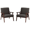 Home Square 2 Piece Fabric Chair Set in Charcoal Gray