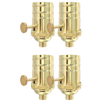 Royal Designs, Inc. 3 Way Vintage Lamp Socket, Polished Brass, Set of 4