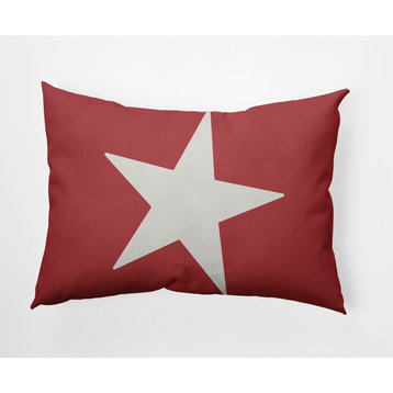 14x20" Big Star Nautical Decorative Indoor Pillow, Ligonberry Red and White