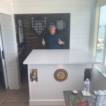 Custom Modern Bar Island Cabinet with Simulated Shiplap