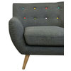 Ebba Armchair, Gray, With Multicolor Buttons