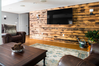 Mountain style basement photo in Providence