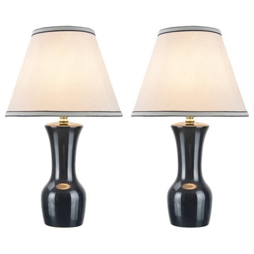 40066-3, Two Pack Set, 20" High, Traditional Ceramic Table Lamp, Dark Gray