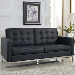 Florence Style Black Leather Loft Loveseat - Loveseats