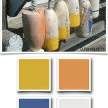 navy and orange rooms