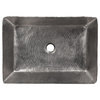 20" Rectangle Vessel Hammered Copper Sink, Nickel, Drain & Accessories