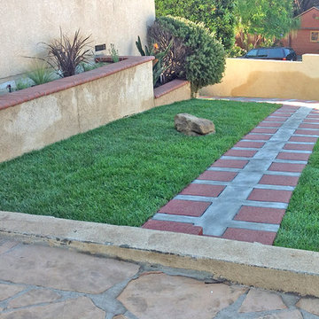 Walkways Installation--unique red paver & concrete