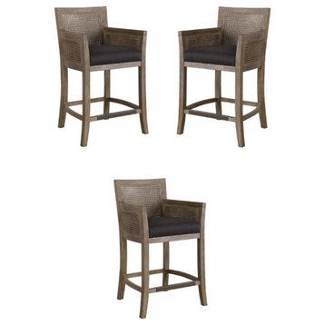 Home Square 27" Counter Stool in Dark Gray and Sandstone - Set of 3