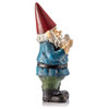 12" Tall Outdoor Garden Gnome with Bird Yard Statue Decoration, Multicolor