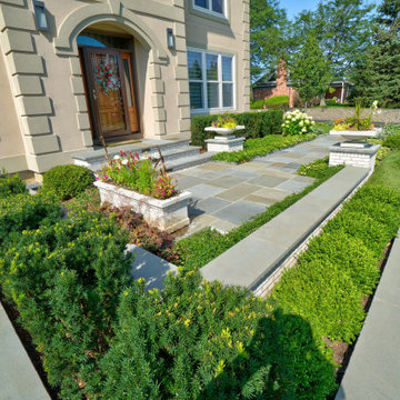 Hawthorn Woods Colonial - Entry Courtyard and Fireplace Terrace