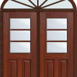 Prehung Transom Double Door 80 Fiberglass 1/2 Lite 3 Lite SDL Glass - Front Doors