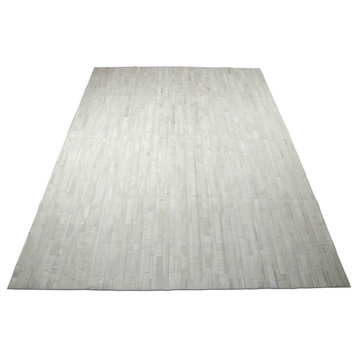 STRIPES Patchwork Cowhide Rug in White, 12x16ft
