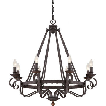 Traditional Eight Light Chandelier in Rustic Black Finish - Chandelier