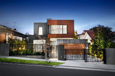 Design ideas for a contemporary two-storey exterior in Melbourne.