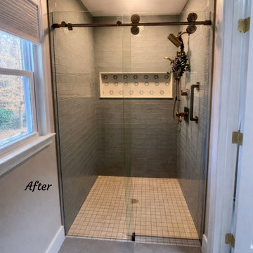 Brookhaven Bathroom Transformation: Tile, Quartz, and Luxury Finishes