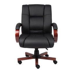 Boss - Boss Mid Back Executive Office Chair with Cherry finished Chair - Office Chairs