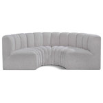 Meridian Furniture - Arc Boucle Fabric Upholstered 4-Pc. Inward Curved Modular Sectional, Grey - Give your living room or den the perfect blend of style and versatility with this Arc boucle fabric curved modular Sectional. Part of the Arc modular furniture collection, this Sectional comes upholstered in rich grey boucle fabric and features deep channel tufting that adds a touch of luxury while enhancing comfort and support. A seamless combination of form and function, this chair can be used with other Arc pieces to create a myriad of configurations in your well-curated room.