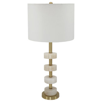Thelrin Table Lamp, Gold and White