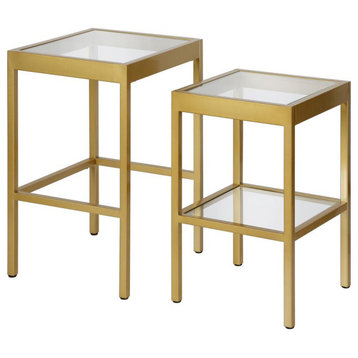 Alexis Rectangular & Square Nested Side Table in Brass