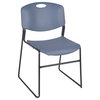 Kee 36" Round Breakroom Table- Mahogany/ Chrome & 4 Zeng Stack Chairs- Blue